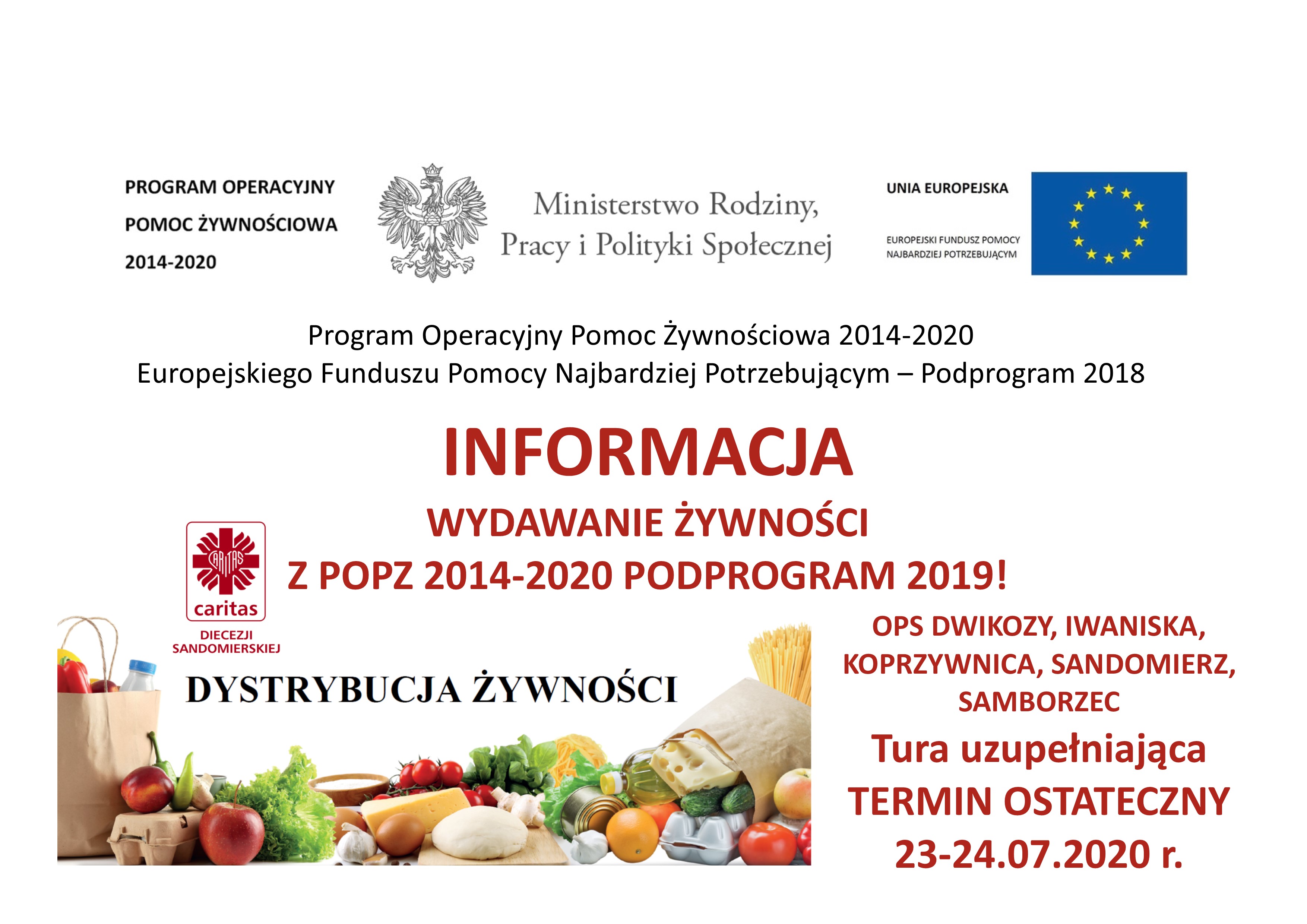 Wydawanie żywności Podprogram 2019 - termin ostateczny!