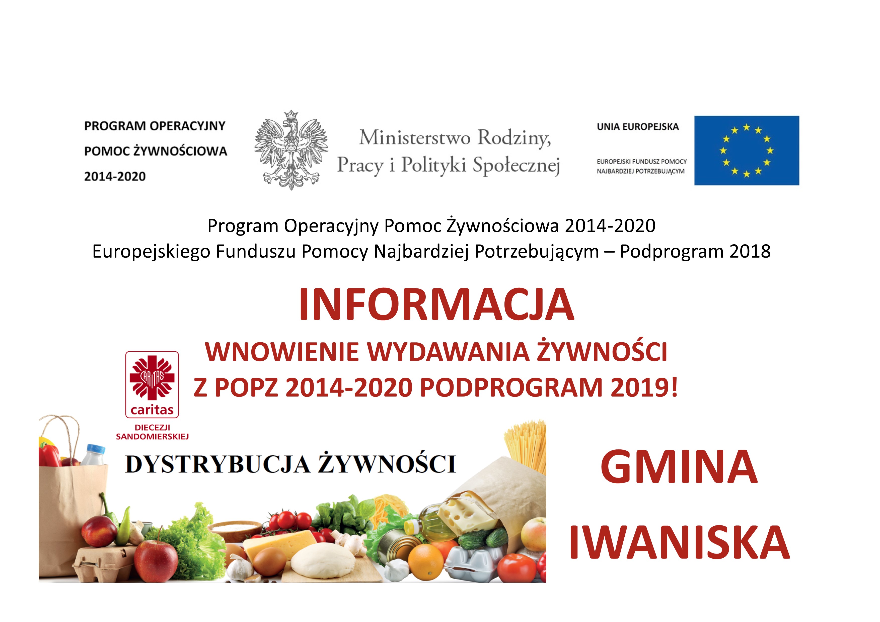 Wydawanie żywności Podprogram 2019 - Gmina Iwaniska - II tura