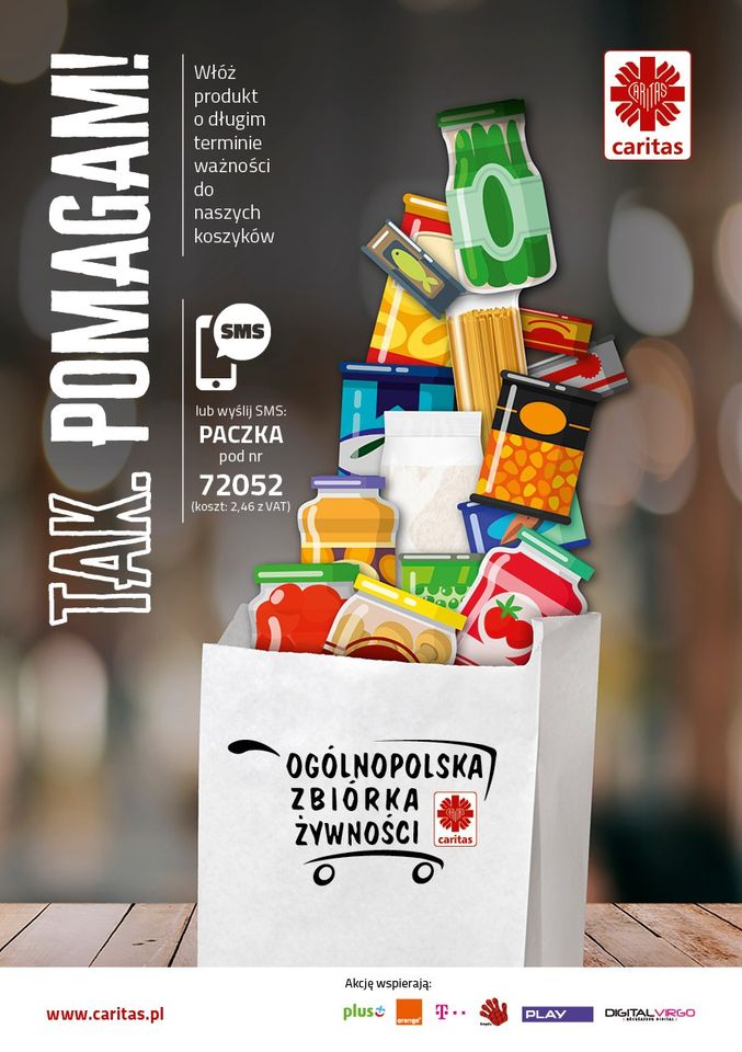 Zbiórka żywności TAK. POMAGAM! już w najbliższy piątek i sobotę w supermarketach w całej Polsce.