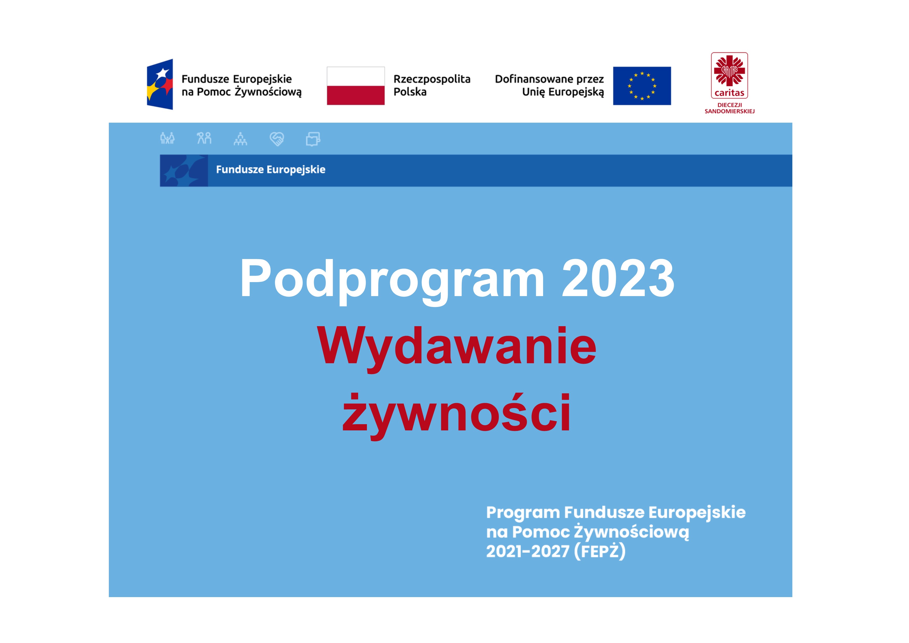 Wydawanie żywności - FEPŻ 2021-2027 Podprogram 2023