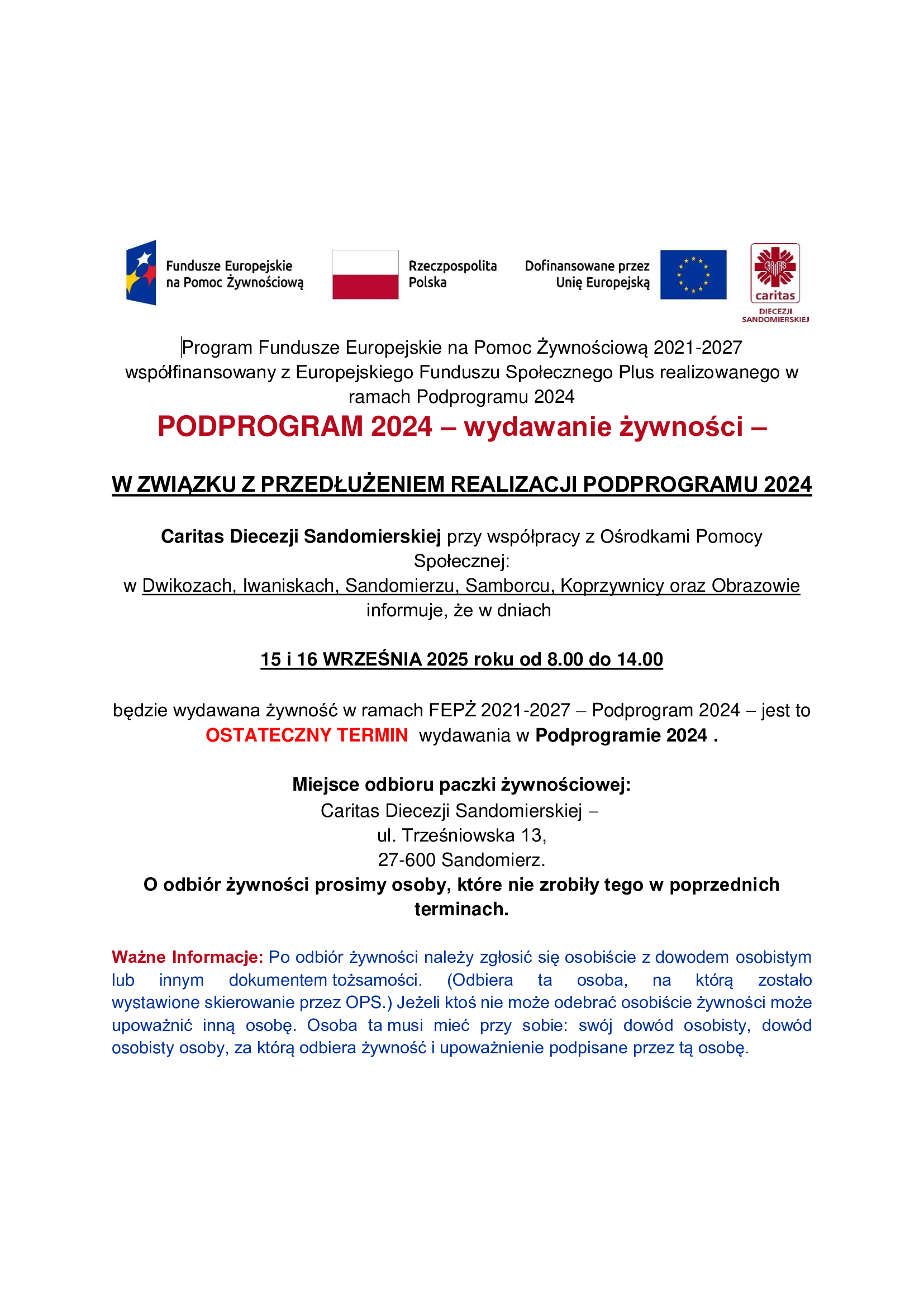 Wydawanie żywności - Ostateczny termin