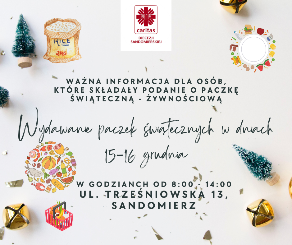 Wydawanie paczki świątecznej - żywnościowej w dniach 15-16 grudnia 2022 roku
