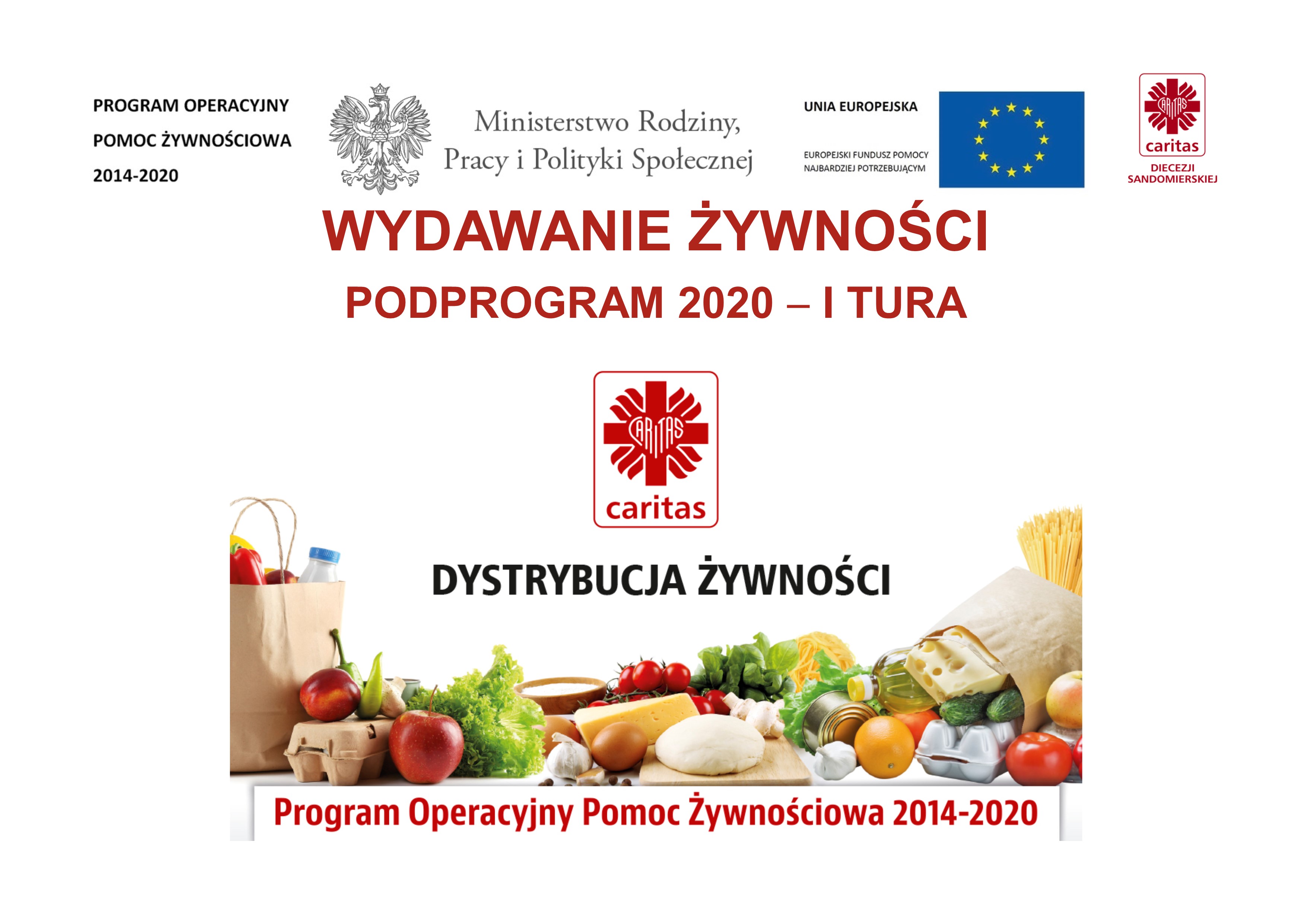 Harmonogram wydawania żywności z POPŻ Podprogram 2020 - I tura