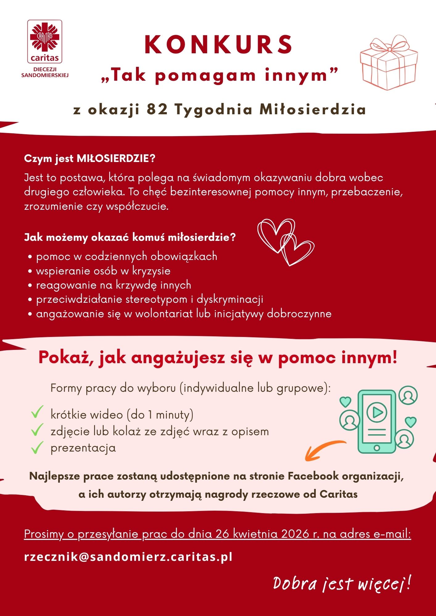 Konkurs "Tak pomagam innym" z okazji Tygodnia Miłosierdzia